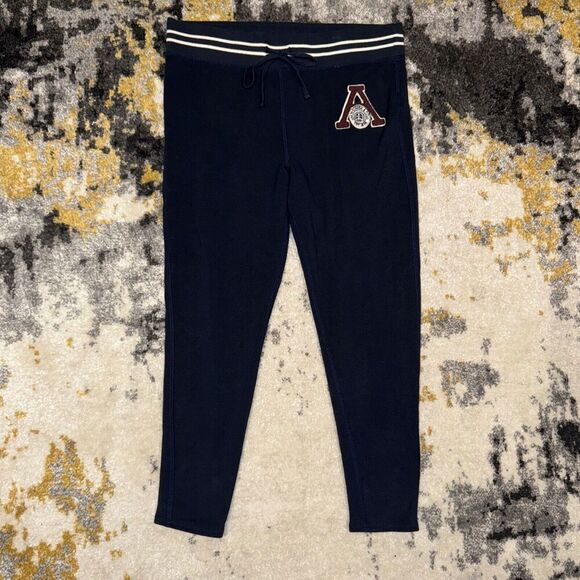 Abercrombie & Fitch Navy Blue Fleece Leggings Women’s Size X-Large - Picture 1 of 5